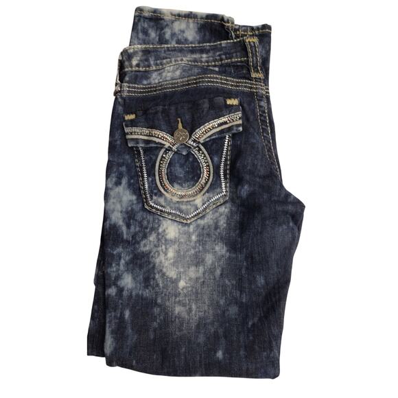 Big Star Vintage Sweet Skinny Womens Denim Jeans 30R Low Rise Rhinestone Stretch - Picture 2 of 9